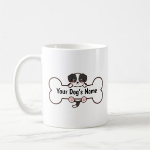 Süße Cartoon-Hundeknochen mit individuellem Namen Kaffeetasse