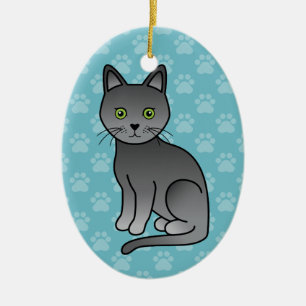 Süße Cartoon-Illustration einer Korat-Katze Keramik Ornament