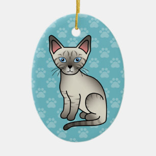 Süße Cartoon-Illustration einer Lynx-Point-Siamese Keramik Ornament
