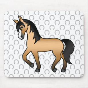 Süße Cartoon-Illustration eines Buckskin-Trabhengs Mousepad