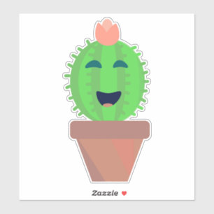 Süße Cartoon-Kaktus-Kunst im Stil von Lil Cactus Aufkleber