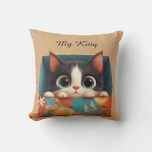 Süße Cartoon-Kätzchen mit großen Augen Kissen