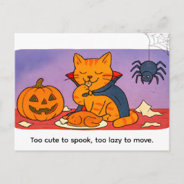 Süße Cartoon-Katze als kleiner Vampir verkleidet Postkarte
