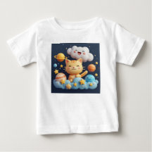 Süße Cartoon-Katze auf Wolke mit Partyhut