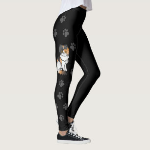 Süße Cartoon-Katze Calico Perser & Pfoten Schwarz Leggings