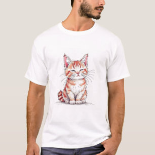 Süße Cartoon-Katze Digitale Illustration in Handze T-Shirt