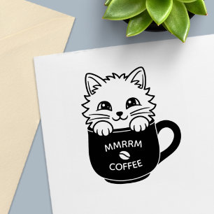 Süße Cartoon-Katze in Kaffeetasse mit individuelle Permastempel