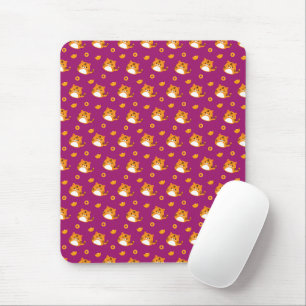 Süße Cartoon-Katze Nahtloses Muster   Kawaii Orang Mousepad