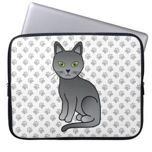Süße Cartoon-Katze Russische Blaue Illustration & Laptopschutzhülle