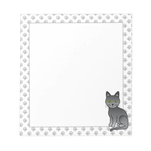 Süße Cartoon-Katze Russische Blaue Illustration &  Notizblock