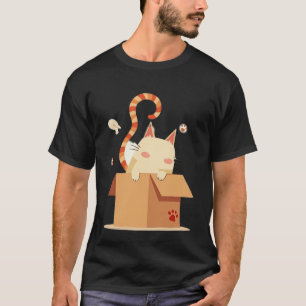Süße Cartoon-Katze schaut aus Karton heraus T-Shirt