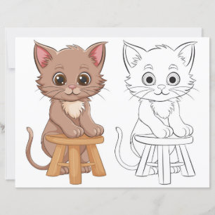 Süße Cartoon-Katze zum Ausmalen