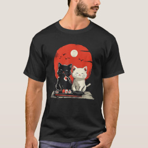 Süße Cartoon-Katzen, die Sushi mit japanischer Son T-Shirt