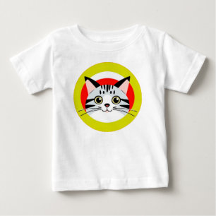 Süße Cartoon-Katzen-Gesicht mit mutigem Grafikdesi Baby T-shirt