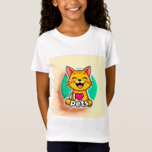 Süße Cartoon-Katzen-Logo mit Text, das Liebe bewir T-Shirt