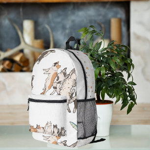 Süße Cartoon-Katzen Muster   Monogramm Bedruckter Rucksack