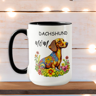 Süße Cartoon-KI-Dackel-Mama Tasse