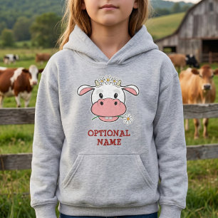 Süße Cartoon-Kuh Hoodie mit individuellem Namen
