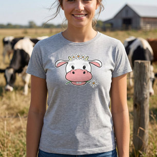 Süße Cartoon-Kuh Kawaii-Bauernhof-Tier T-Shirt