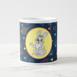 Süße Cartoon-Kunst mit Hasen und bunten Formen Jumbo-Tasse