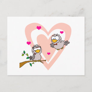 süße Cartoon-Liebesvögel Postkarte