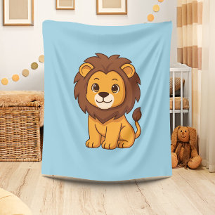 Süße Cartoon-Löwe auf Blau Fleecedecke
