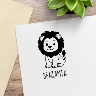 Süße Cartoon-Löwe benutzerdefinierter Name Gummistempel