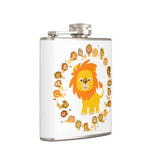 Süße Cartoon-Löwen-Mandala-Flasche Flachmann
