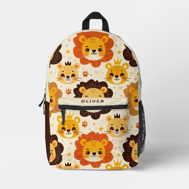 Süße Cartoon-Löwengesichter  Bedruckter Rucksack (Vorderseite)