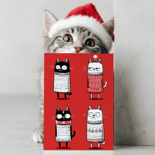 Süße Cartoon Lustige Katzen Liebhaber Rotes Meowy Feiertagskarte