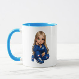 Süße Cartoon-Mädchen-Figur zweifarbige blaue Tasse
