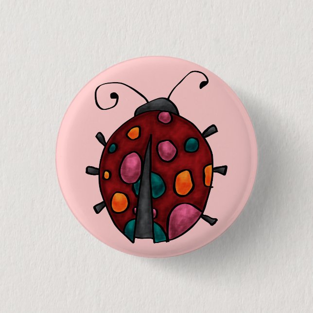 Süße Cartoon-Marienkäfer Button (Vorderseite)