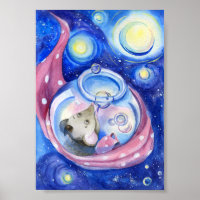 Süße Cartoon-Maus Aquarell
