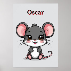 Süße Cartoon-Maus Große Ohren 🐭Nursery-Dekor Poster