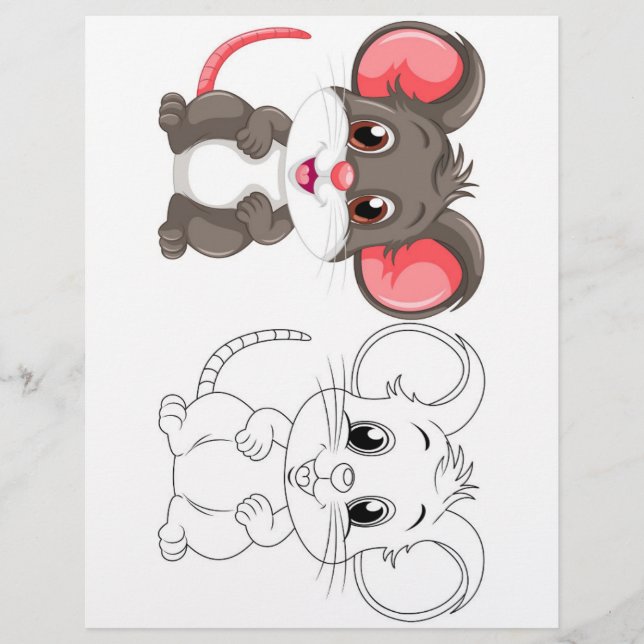 Süße Cartoon-Maus-Malvorlage Flyer (Vorne)