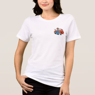 Süße Cartoon-Mechaniker-Illustration mit rotem Aut Tri-Blend Shirt