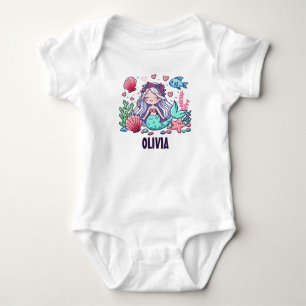 Süße Cartoon-Meerjungfrau personalisiert  Baby Strampler