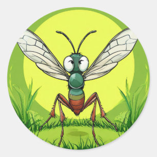 🐜 Süße Cartoon-Mücke Lustiges Insekt Runder Aufkleber