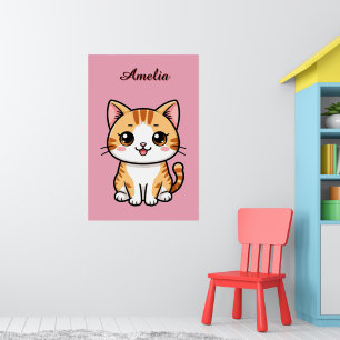 Süße Cartoon Orange Katze 🐱✨ Gemütliche Kinderzim Poster