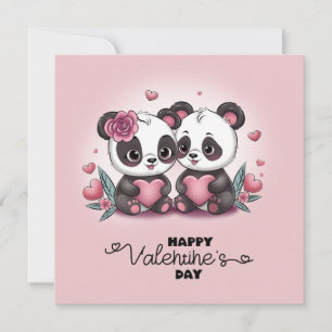 Süße Cartoon-Panda-Liebhaber-Herzen Valentinstag Feiertagskarte