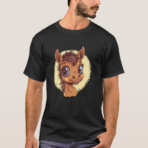 Süße Cartoon-Pferd Große Augen Tier Kunst T-Shirt