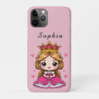 Süße Cartoon-Prinzessin im rosa Kleid