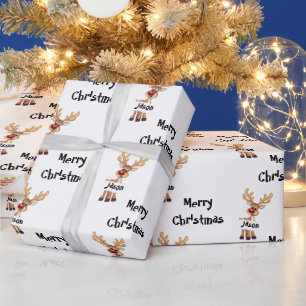 Süße Cartoon-Rentiere personalisiertes Weihnachten Geschenkpapier