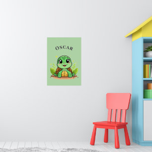 Süße Cartoon-Schildkröte lächelt ✨ Gemütliches Kin Poster