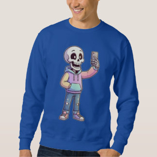 Süße Cartoon-Skelett-Selfie - Vollkörper-Trend  Sweatshirt
