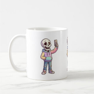 Süße Cartoon-Skelett-Selfie - Vollkörper-Trendy-Ou Kaffeetasse