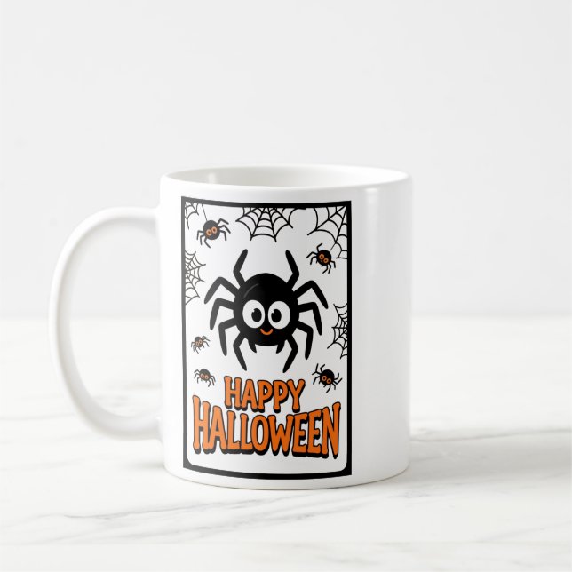 Süße Cartoon-Spinne Frohes Halloween Kaffeetasse (Links)