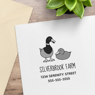 Süße Cartoon-Stockenten-Paar-Hof-Adresse Gummistempel