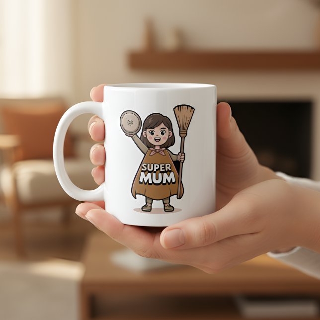 Süße Cartoon Super-Mama personalisierte Tasse (Von Creator hochgeladen)
