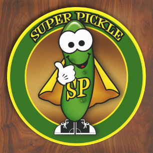 Süße Cartoon-Super-Pickle Runder Aufkleber